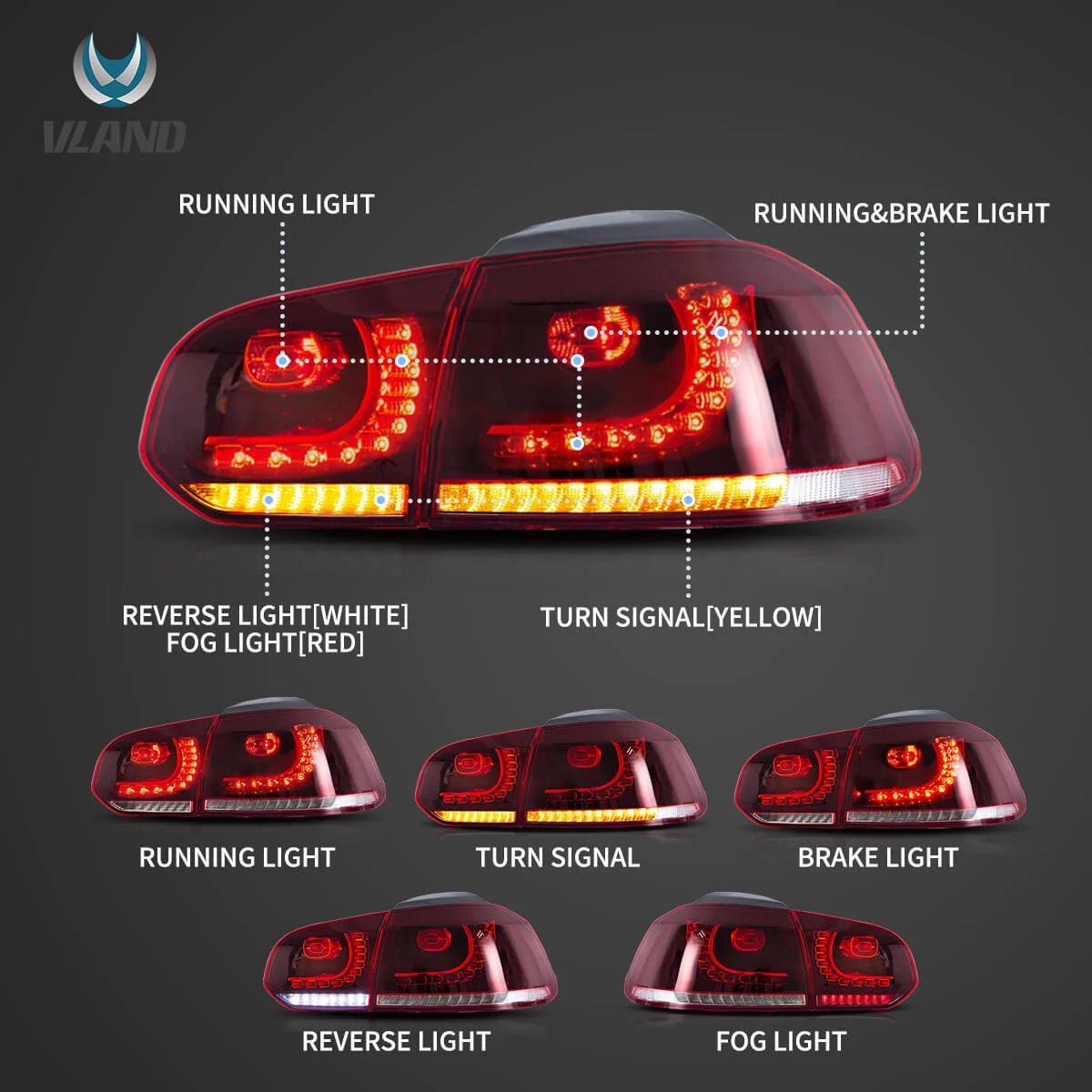 VLAND Sequential LED Tail Lights for VW Golf MK6 – Easy Plug & Play Installation