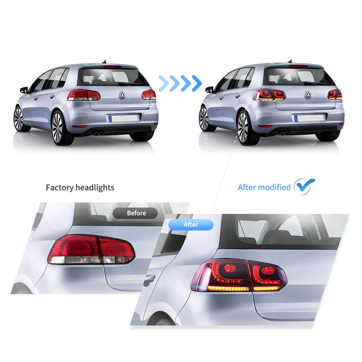 VLAND Sequential LED Tail Lights for VW Golf MK6 – Easy Plug & Play Installation