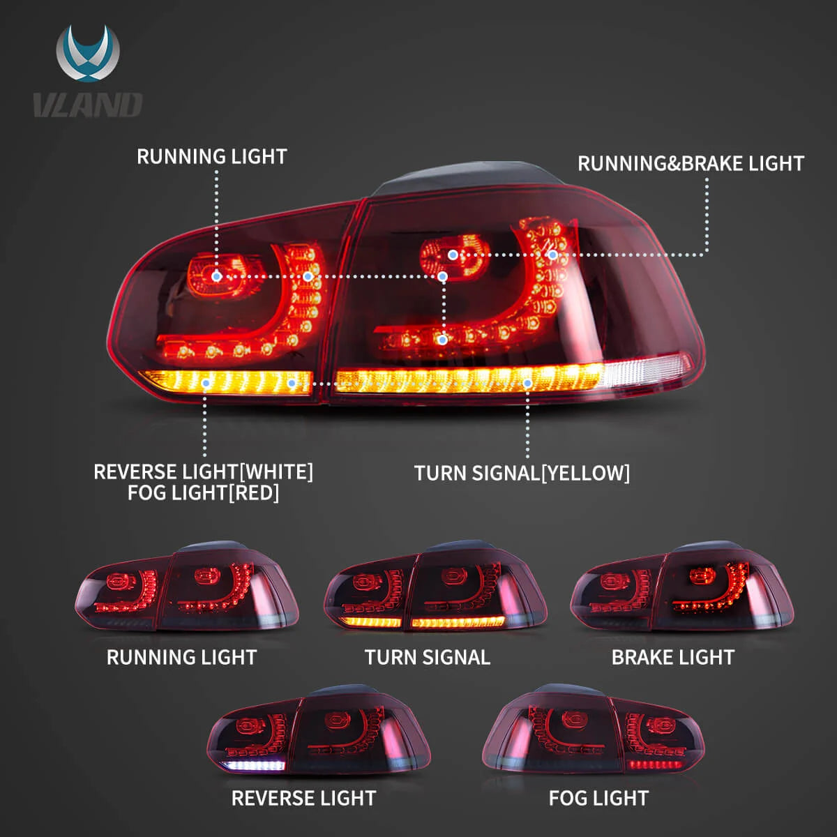 VLAND Sequential LED Tail Lights for VW Golf MK6 – Easy Plug & Play Installation