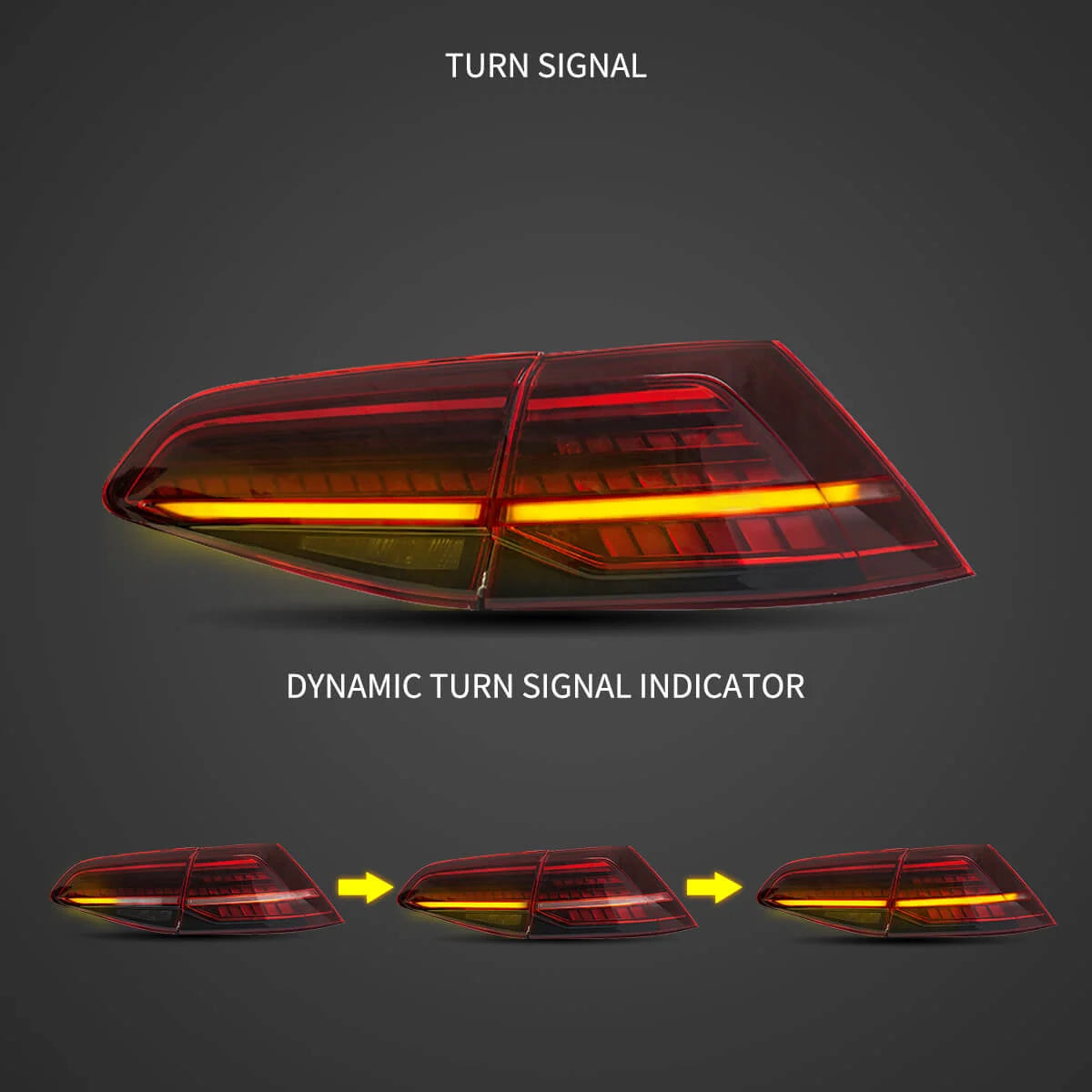 VLAND Golf 7 MK7.5-Style LED Taillights – Full Smoked – Plug & Play