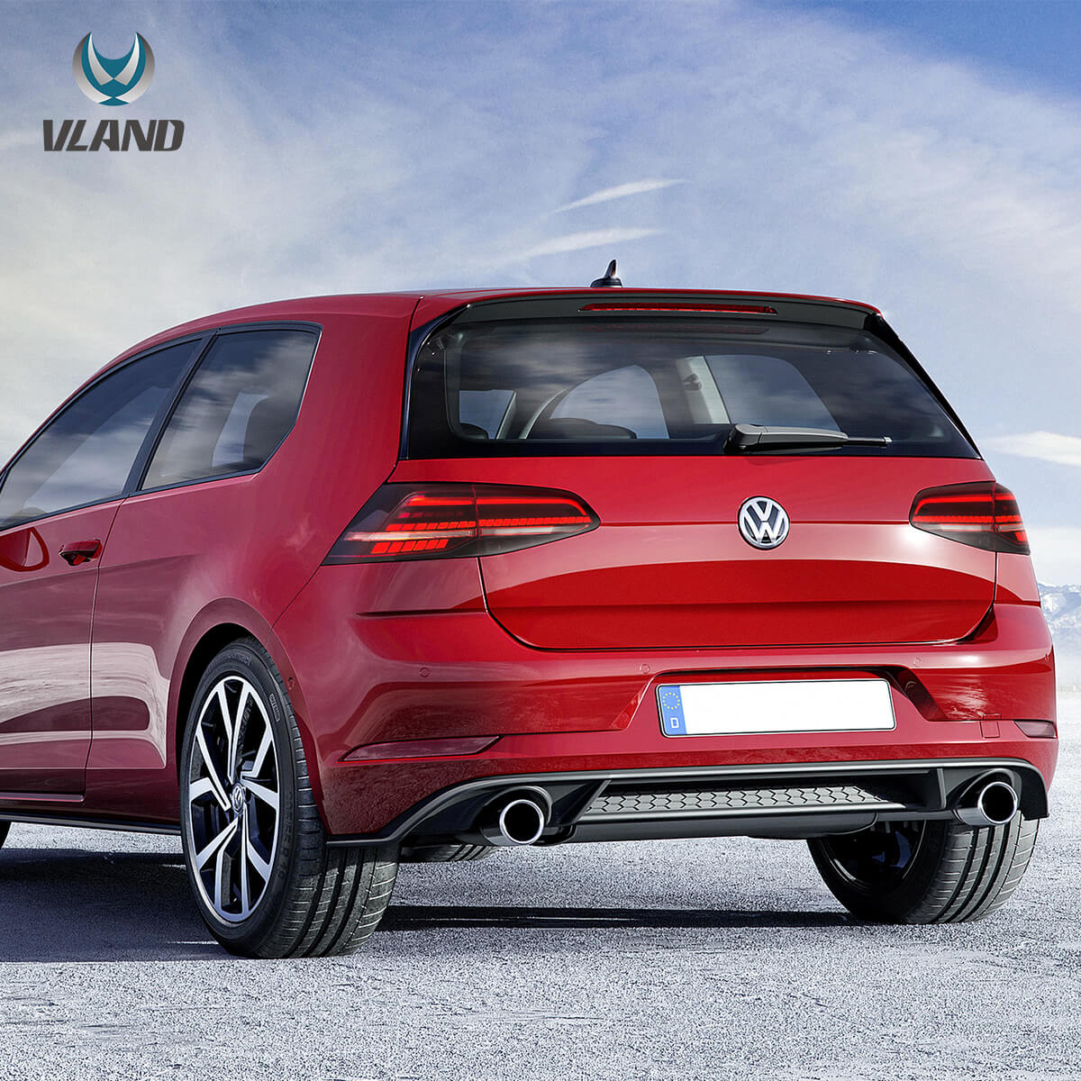 VLAND Golf 7 MK7.5-Style LED Taillights – Red/Smoked – Plug & Play