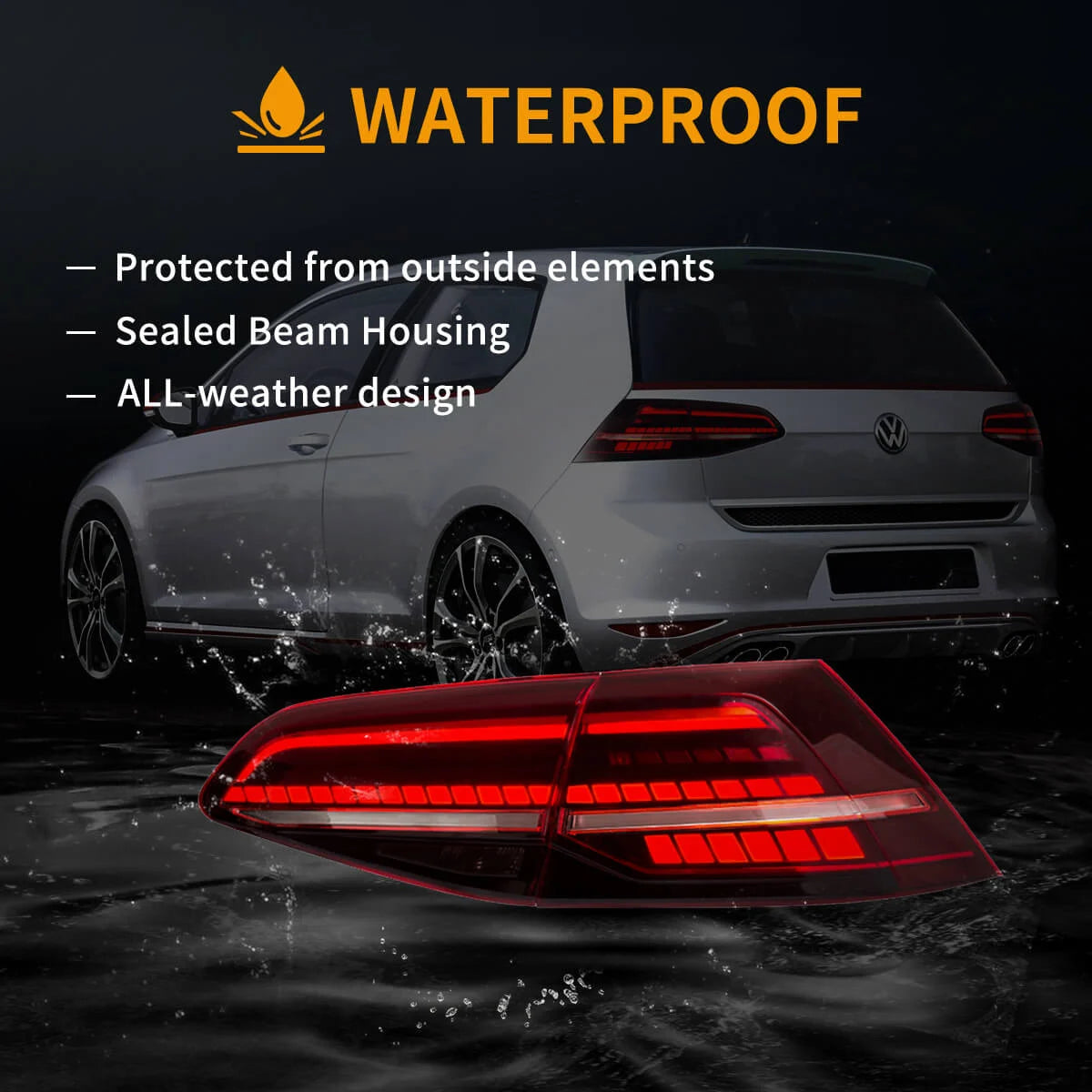 VLAND Golf 7 MK7.5-Style LED Taillights – Red/Smoked – Plug & Play