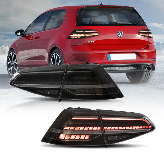 VLAND Golf 7 MK7.5-Style LED Taillights – Full Smoked – Plug & Play
